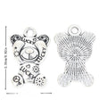 Lucky Teddy Bear Metal Charm with Bow in Antique Silver Tone view 1