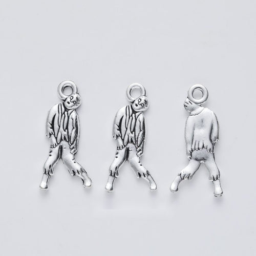 walking zombie metal charm shown from the front in the available metallic finishes