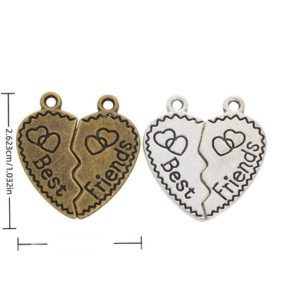 Finish overview of best friends split heart metal charm