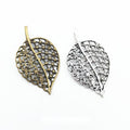 Openwork Veined Leaf Charms in Two Antique Metal Finishes view 1