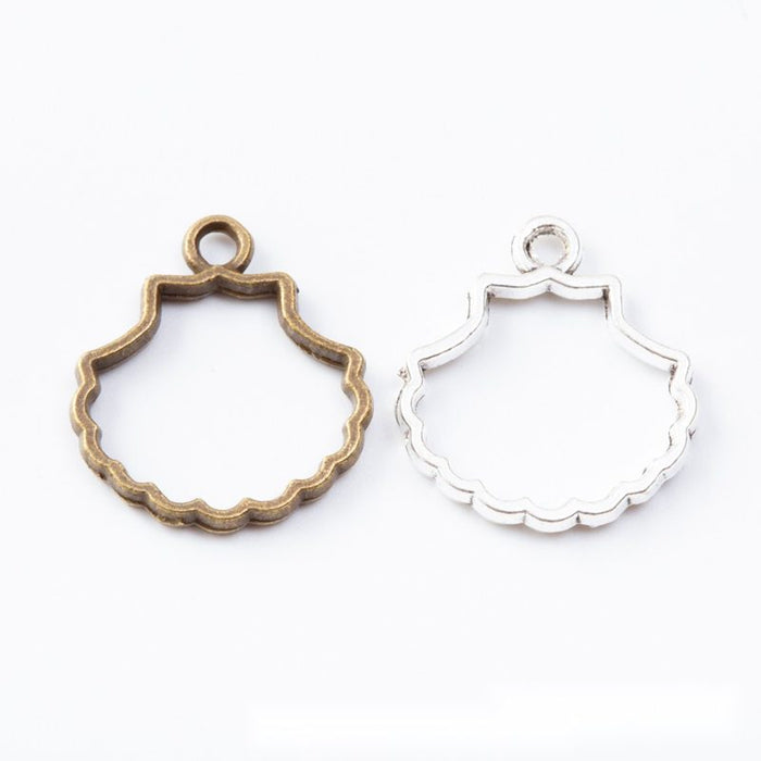 Scalloped Shell Resin Bezel In 2 Metal Finishes For Jewelry Making