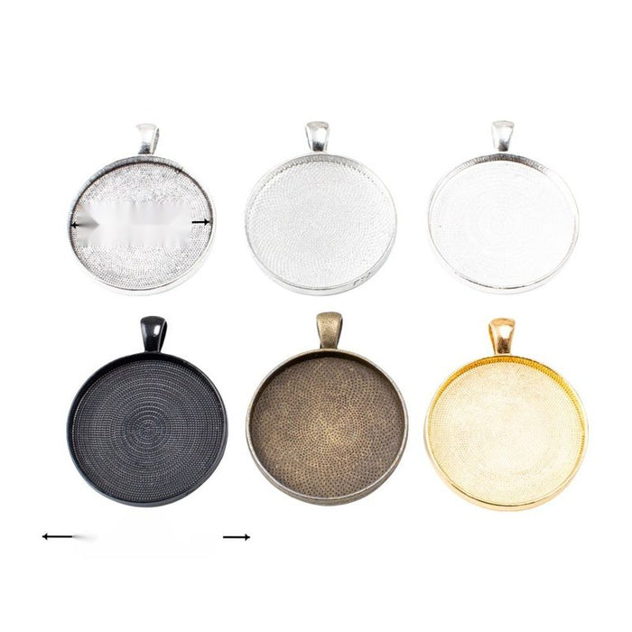 Six Finish Round Bezel Pendant Trays with Wide Bails