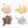 Layered Flower Connector Metal Component in 4 Distinct Finishes for Jewelry Making view 1