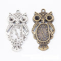 Antique Metal Owl Clock Charm Pendant With Textured Detail, 2 Finishes view 1