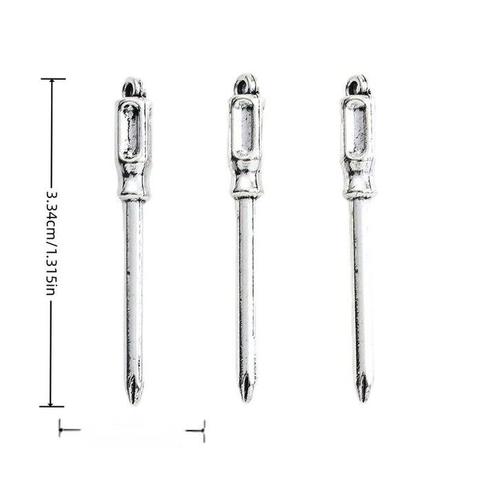 Antique Silver Screwdriver Tool Charm for DIY Jewelry Making
