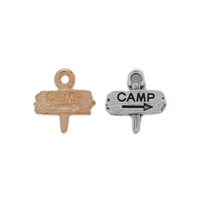 Camp Arrow Sign Charm Alloy Jewelry Making Component in 2 Finish Options