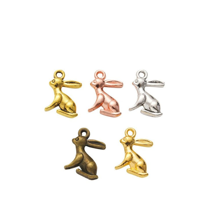 Sitting Rabbit Charm In Assorted Metal Finishes For Jewelry Crafts