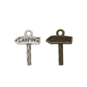 Camping Signpost Charm Metal Pendant for Jewelry Making