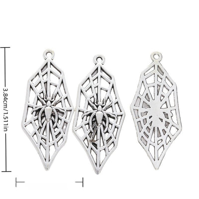 Spiderweb metal charm displaying front and reverse sides