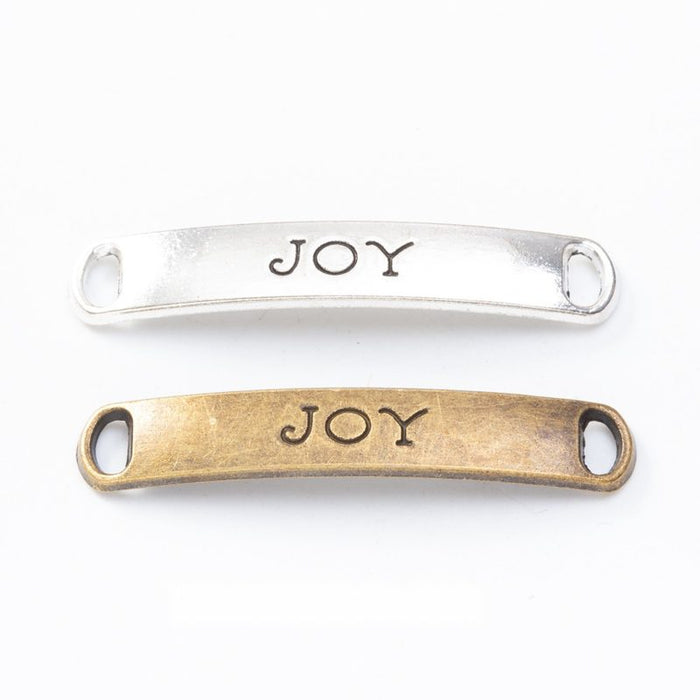 JOY Word Curved Bar Connectors in Two Antique Finishes