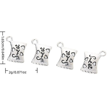 Sweet Candy Bag Metal Charm in Textured Metal for Jewelry Making