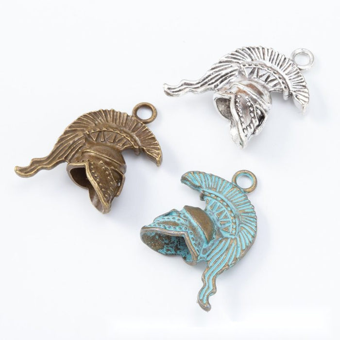 Vintage Roman Helmet Charms in Multiple Finishes for Jewelry Making