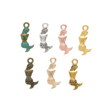 Mermaid Metal Charm in 7 Distinct Finishes for Jewelry Making