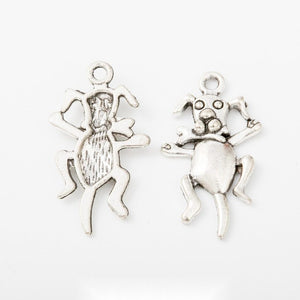 Playful Long-Eared Dog Metal Charm in Antique Silver Finish