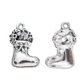 Antique Silver Christmas Stocking Charm with Textured Cuff view 1