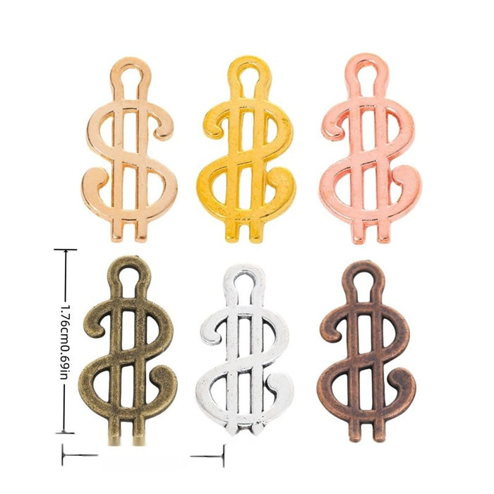 Dollar Sign Charm Pendants in Six Metallic Finishes
