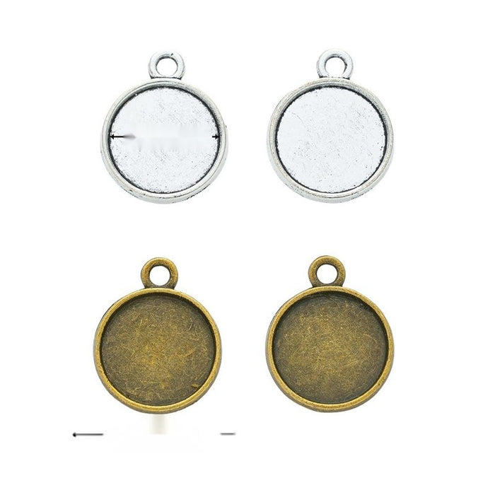 Small Plain Round Cabochon Settings in Silver and Bronze Tones