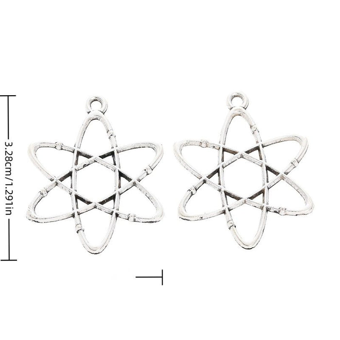 Atomic Orbit Metal Charms in Silver Tone for Jewelry Making