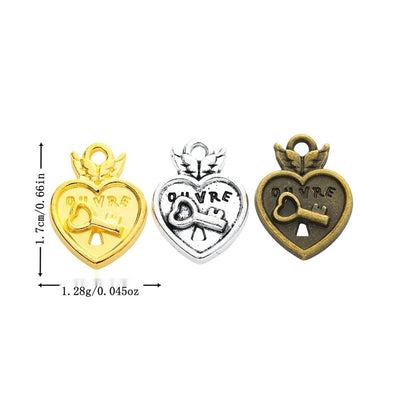 Front and finish comparison of heart lock charm