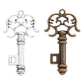 Scroll Bow Skeleton Key Metal Charm for Jewelry Making, 2 Finishes view 1