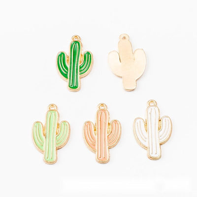 Enamel Cactus metal component, front grouping showing the available finishes.