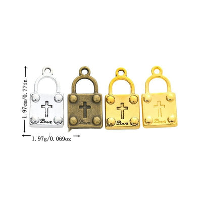 Grouped front views of love lock charms