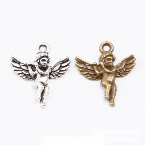 Small Angel-Shaped Metal Charm Pendants shown in a grouped front view on a plain background