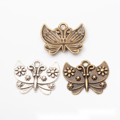 Grouped front views of floral butterfly charms