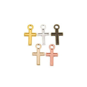 Small Cross Metal Charm In 5 Finish Options for Jewelry Making