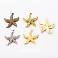 Textured Starfish Charm in Multiple Metal Finishes for Jewelry Making view 1