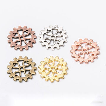 Lattice Gear Metal Charm in 5 Distinct Finishes for Jewelry Making