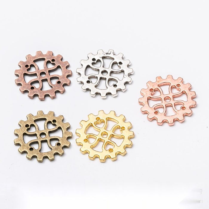 Lattice Gear Metal Charm in 5 Distinct Finishes for Jewelry Making