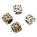 Floral Barrel Large Hole Bead in 2 Pictured Finishes for Jewelry Making view 1