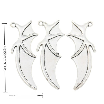 Curved Horn Wing Alloy Charm in Antique Silver Finish