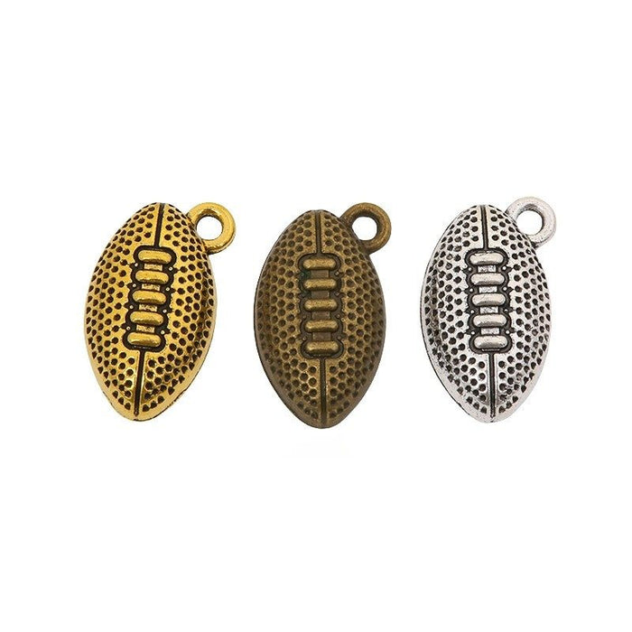 American Football Metal Charm for Jewelry Making in 3 Visible Finishes