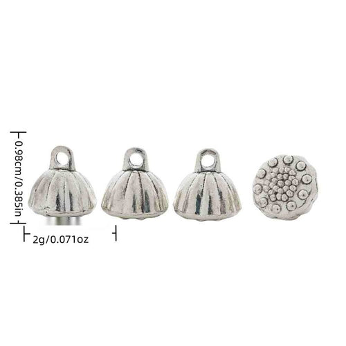 Lotus Seed Pod metal charm displaying front and reverse sides