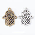 Openwork Hamsa Hand Charm in Antique Bronze and Silver Tone view 1