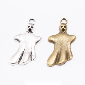 Draped Ghost Charm Alloy Jewelry Making Component in 2 Finish Options