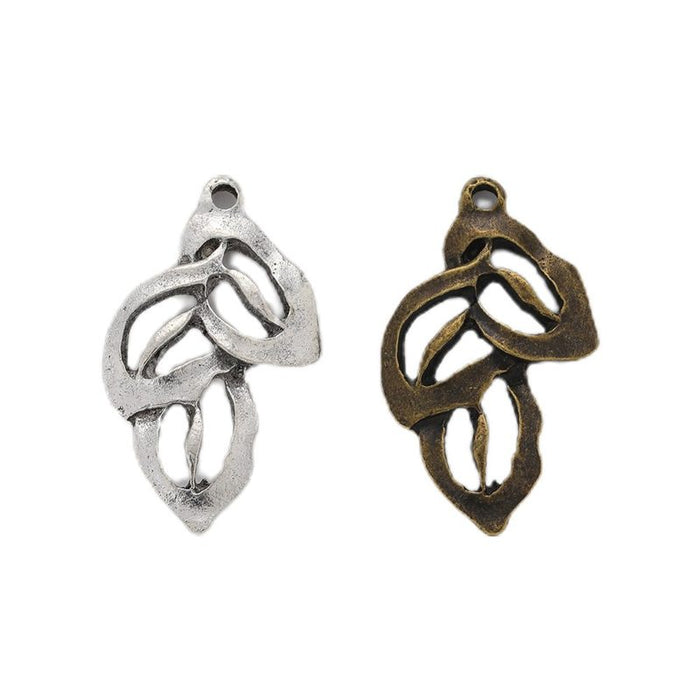 Openwork Layered Leaf Charm In 2 Metal Finishes For Jewelry Making