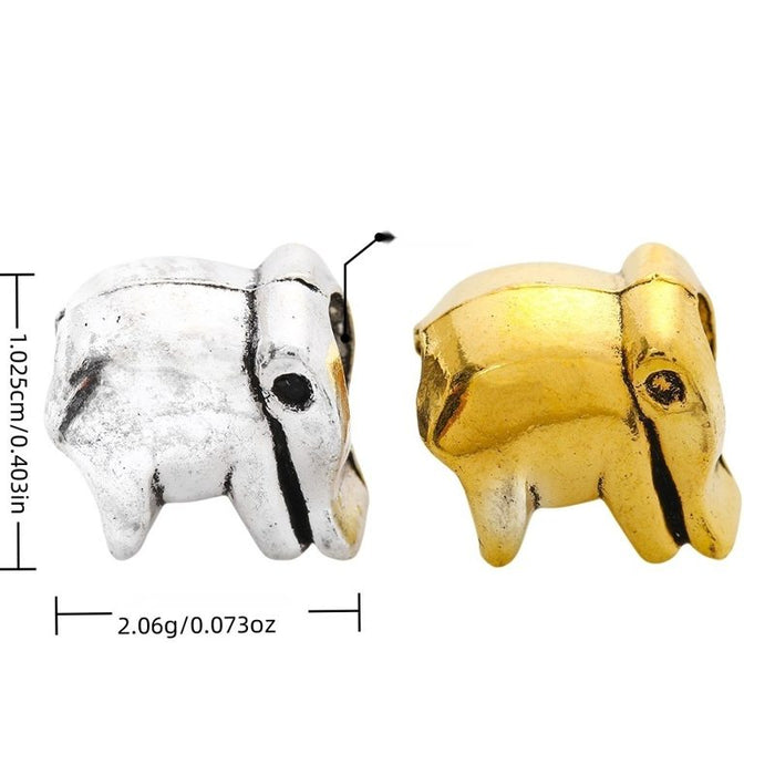 Elephant Large Hole Bead with a small elephant body in 2 Metal Finishes