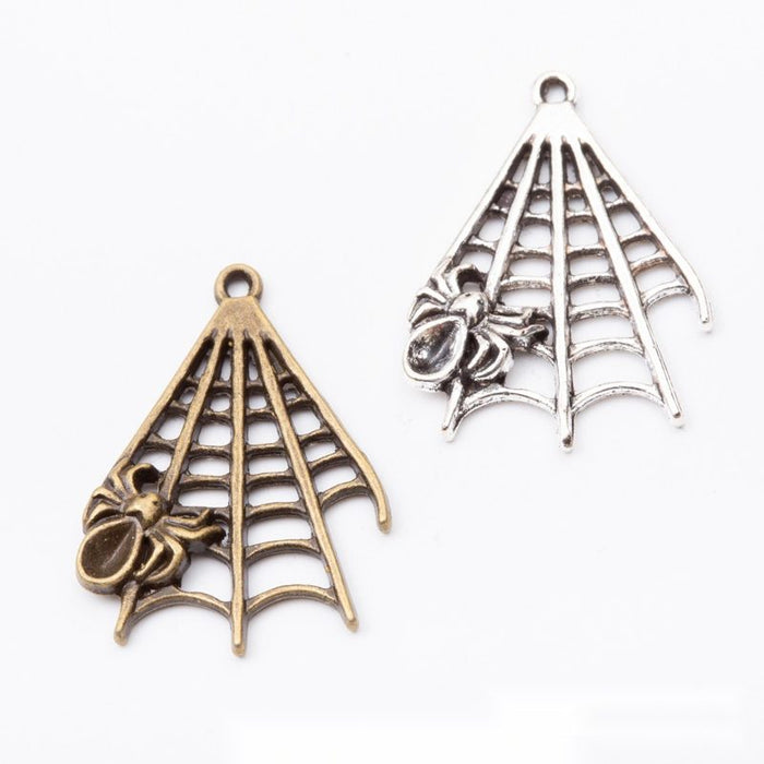 Spider Web Charm in 2 Metal Finishes for Jewelry Making