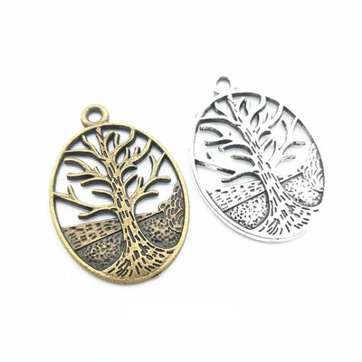 Tree of life pendant shown across the available finishes