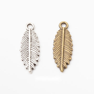 Broad Leaf Charm with Engraved Veins in Two Antique Finishes