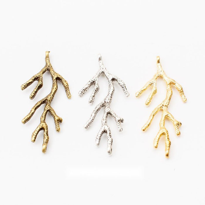 Textured Branch Metal Charms in Three Finish Options