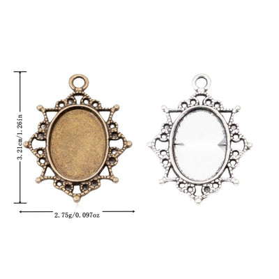 Group view of oval pendant setting styles on a white background