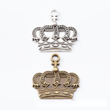 Crown Metal Charms in Two Antique Metal Finishes Jewelry Components
