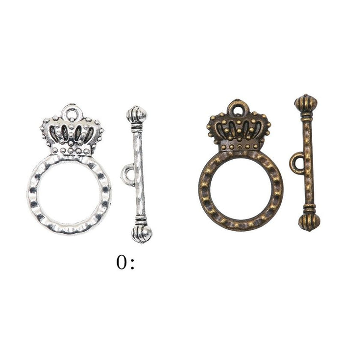 Crown Ring Toggle Clasps in Antique Bronze and Silver
