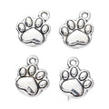 Antique Silver Paw Print Metal Charm With Raised Toe Detail view 1