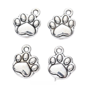Antique Silver Paw Print Metal Charm With Raised Toe Detail