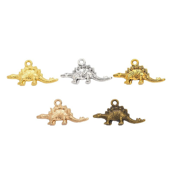 Stegosaurus Charm Small Textured Metal Pendant in Five Finishes
